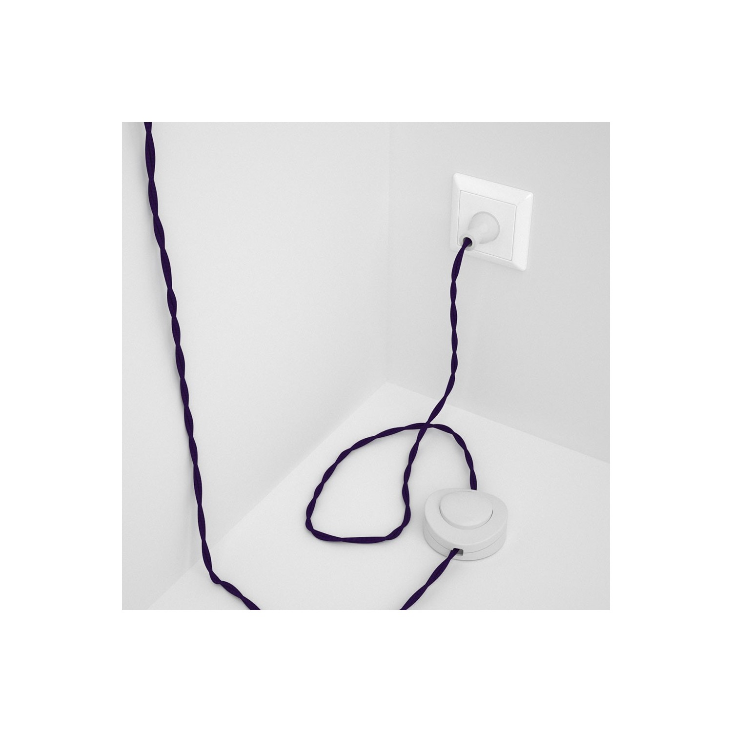Cableado para lámpara de piso, cable TM14 Rayón Púrpura 3 m. Elige tu el color de la clavija y del interruptor!