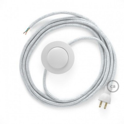 Cableado para lámpara de piso, cable RL01 Rayón Brillante Blanco 3 m. Elige tu el color de la clavija y del interruptor!