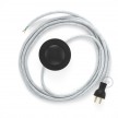 Cableado para lámpara de piso, cable RL01 Rayón Brillante Blanco 3 m. Elige tu el color de la clavija y del interruptor!