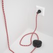 Cableado para lámpara de piso, cable RP09 Rayón Bicolor Blanco-Rojo 3 m. Elige tu el color de la clavija y del interruptor!
