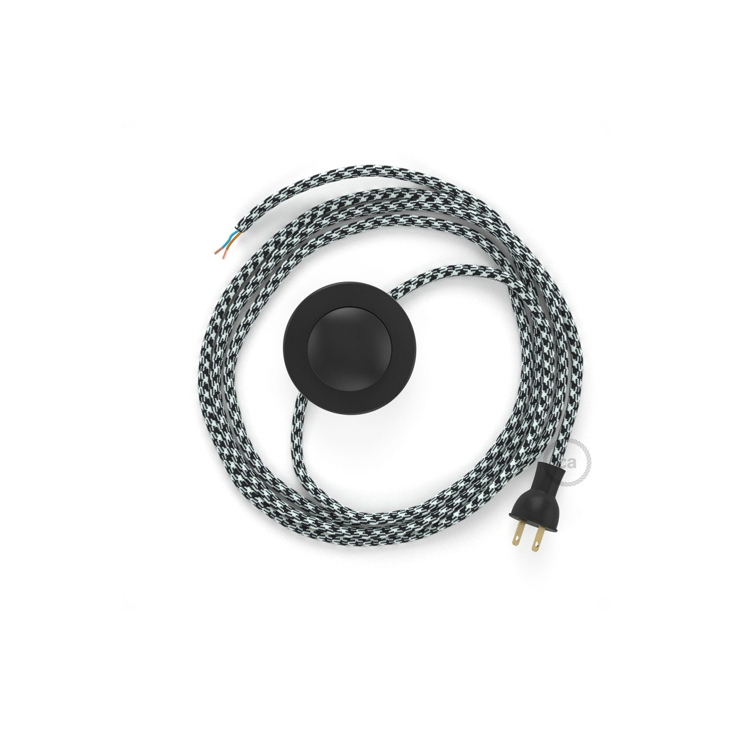 Cableado para lámpara de piso, cable RP04 Rayón Bicolor Negro 3 m. Elige tu el color de la clavija y del interruptor!