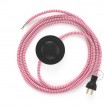 Cableado para lámpara de piso, cable RZ08 Rayón ZigZag Fucsia 3 m. Elige tu el color de la clavija y del interruptor!