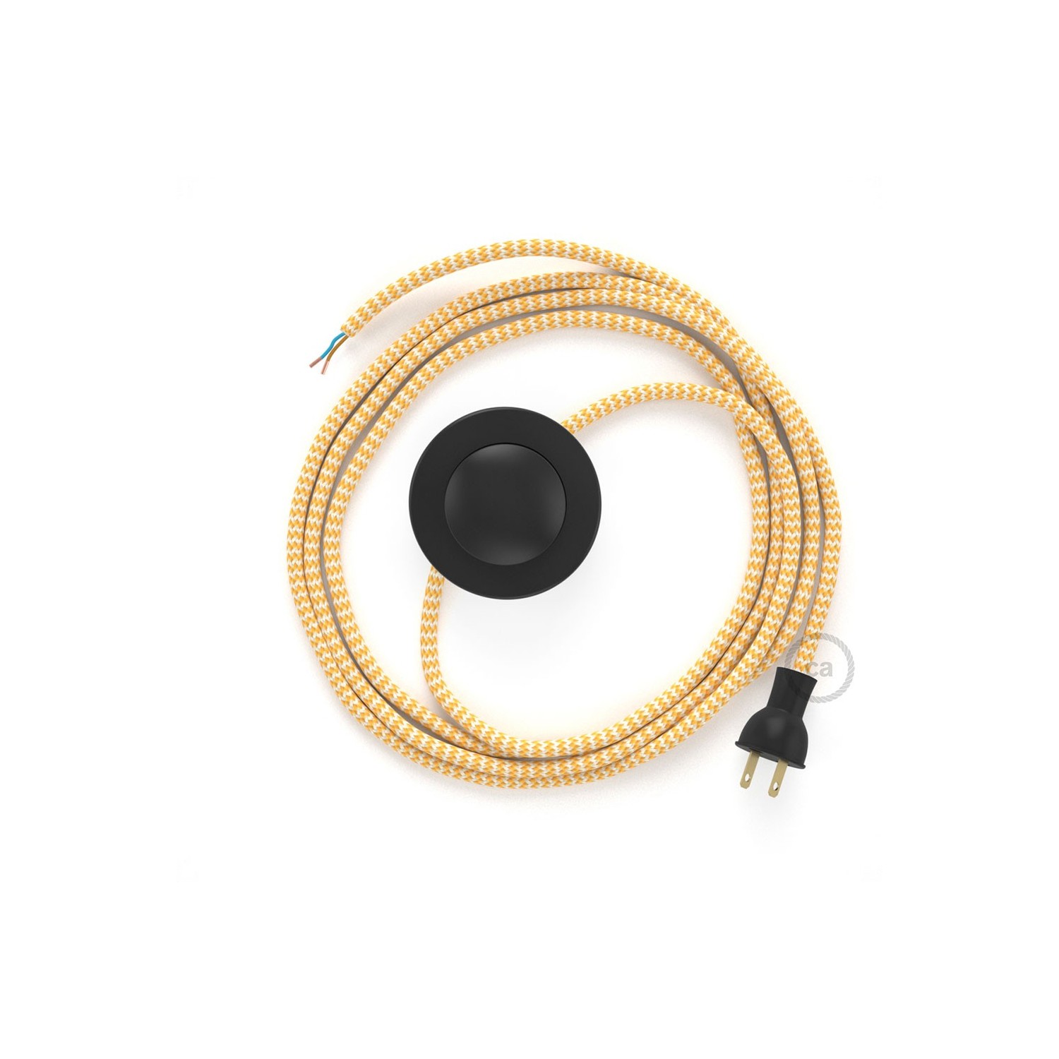 Cableado para lámpara de piso, cable RZ10 Rayón ZigZag Amarillo 3 m. Elige tu el color de la clavija y del interruptor!