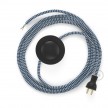 Cableado para lámpara de piso, cable RZ12 Rayón ZigZag Blanco Azul 3 m. Elige tu el color de la clavija y del interruptor!