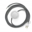 Cableado para lámpara de piso, cable RZ04 Rayón ZigZag Blanco Negro 3 m. Elige tu el color de la clavija y del interruptor!