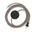Cableado para lámpara de piso, cable RD63 Rombo Corteza 3 m. Elige tu el color de la clavija y del interruptor!