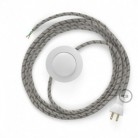 Cableado para lámpara de piso, cable RD53 Rayas Corteza 3 m. Elige tu el color de la clavija y del interruptor!