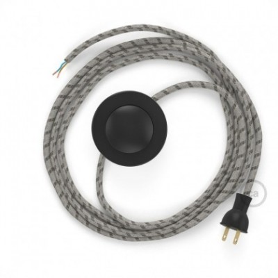 Cableado para lámpara de piso, cable RD53 Rayas Corteza 3 m. Elige tu el color de la clavija y del interruptor!