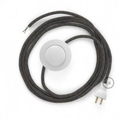 Cableado para lámpara de piso, cable RD74 ZigZag Antracita 3 m. Elige tu el color de la clavija y del interruptor!