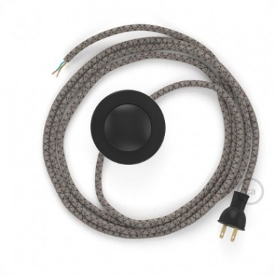 Cableado para lámpara de piso, cable RD64 Rombo Antracita 3 m. Elige tu el color de la clavija y del interruptor!