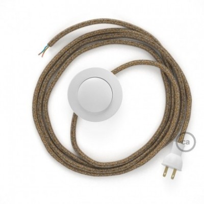 Cableado para lámpara de piso, cable RS82 Algodón y Lino Natural Café 3 m. Elige tu el color de la clavija y del interruptor!
