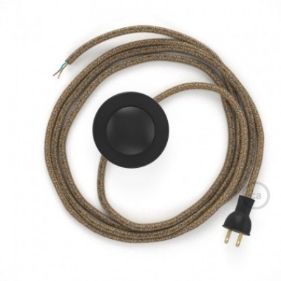 Cableado para lámpara de piso, cable RS82 Algodón y Lino Natural Café 3 m. Elige tu el color de la clavija y del interruptor!