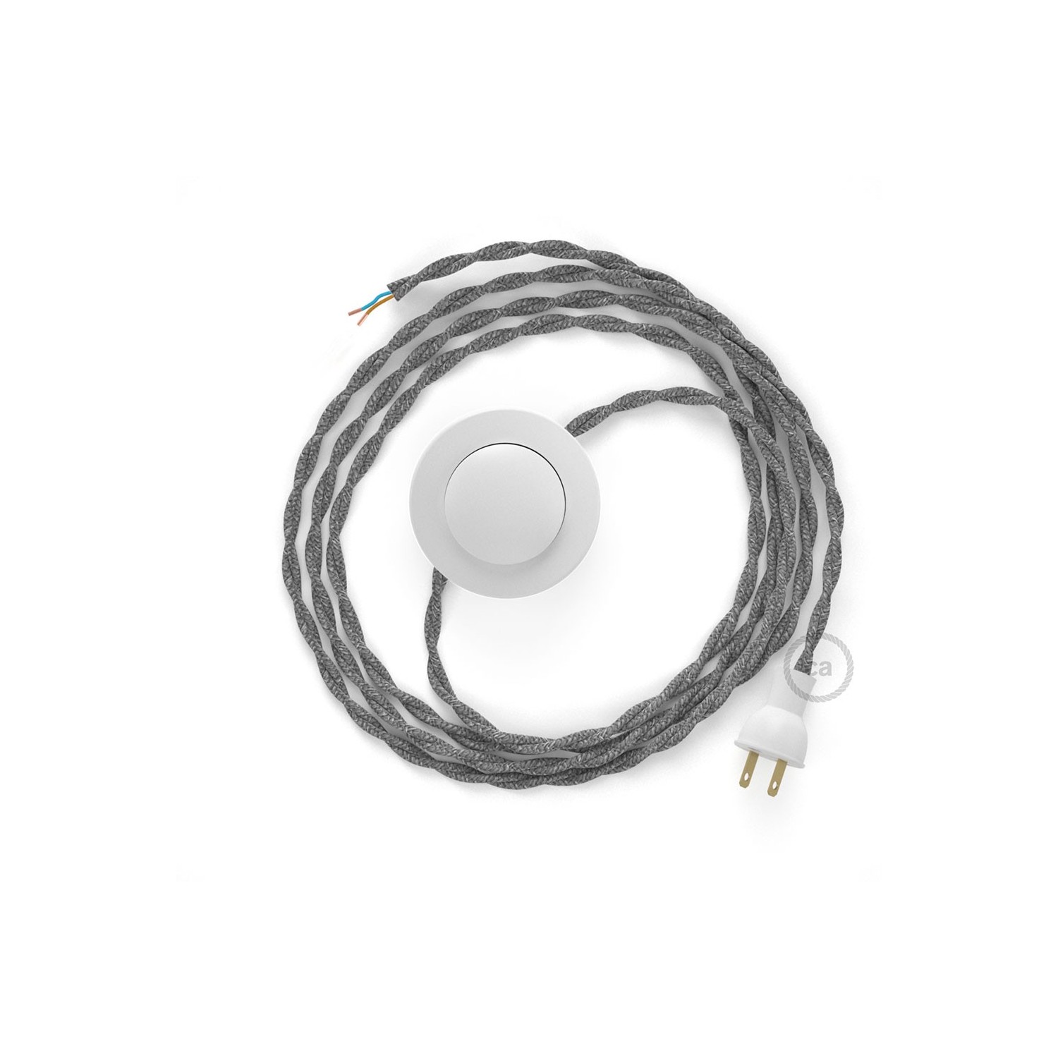 Cableado para lámpara de piso, cable TN02 Lino Natural Gris 3 m. Elige tu el color de la clavija y del interruptor!