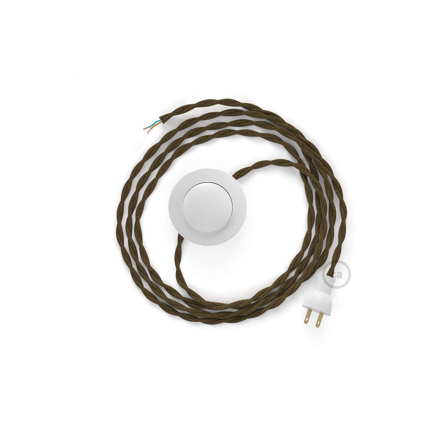 Cableado para lámpara de piso, cable TC13 Algodón Café 3 m. Elige tu el color de la clavija y del interruptor!