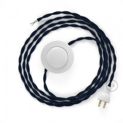 Cableado para lámpara de piso, cable TM20 Rayón Azul Oscuro 3 m. Elige tu el color de la clavija y del interruptor!