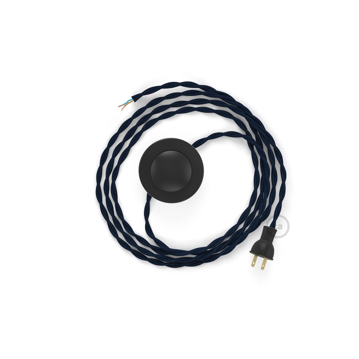 Cableado para lámpara de piso, cable TM20 Rayón Azul Oscuro 3 m. Elige tu el color de la clavija y del interruptor!
