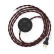 Cableado para lámpara de piso, cable TM19 Rayón Burdeos 3 m. Elige tu el color de la clavija y del interruptor!