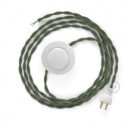 Cableado para lámpara de piso, cable TC63 Algodón Verde Gris 3 m. Elige tu el color de la clavija y del interruptor!
