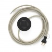 Cableado para lámpara de piso, cable RC43 Algodón Gris Pardo 3 m. Elige tu el color de la clavija y del interruptor!