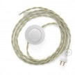 Cableado para lámpara de piso, cable TC43 Algodón Gris Pardo 3 m. Elige tu el color de la clavija y del interruptor!