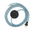 Cableado para lámpara de piso, cable TC53 Algodón Oceano 3 m. Elige tu el color de la clavija y del interruptor!