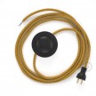 Cableado para lámpara de piso, cable RL05 Rayón Brillante Dorado 3 m. Elige tu el color de la clavija y del interruptor!