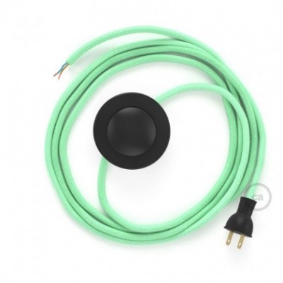 Cableado para lámpara de piso, cable RC34 Algodón Verde Menta 3 m. Elige tu el color de la clavija y del interruptor!