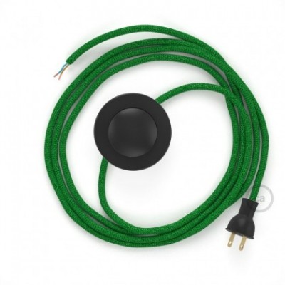 Cableado para lámpara de piso, cable RL06 Rayón Brillante Verde 3 m. Elige tu el color de la clavija y del interruptor!
