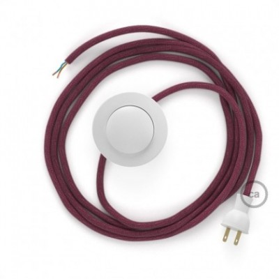Cableado para lámpara de piso, cable RC32 Algodón Rojo Violeta 3 m. Elige tu el color de la clavija y del interruptor!