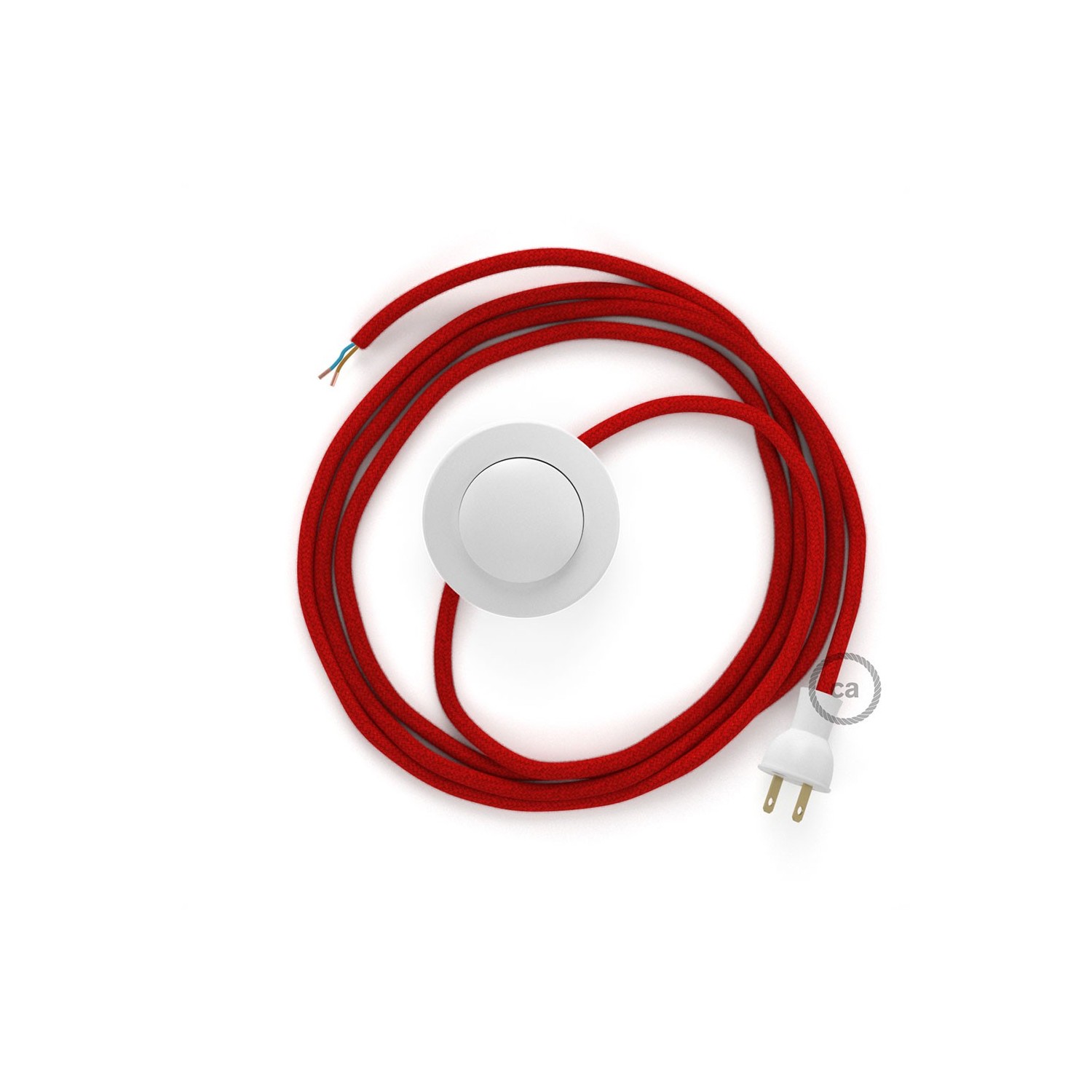 Cableado para lámpara de piso, cable RC35 Algodón Rojo Fuego 3 m. Elige tu el color de la clavija y del interruptor!