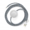 Cableado para lámpara de piso, cable RD55 Rayas Azul Steward 3 m. Elige tu el color de la clavija y del interruptor!