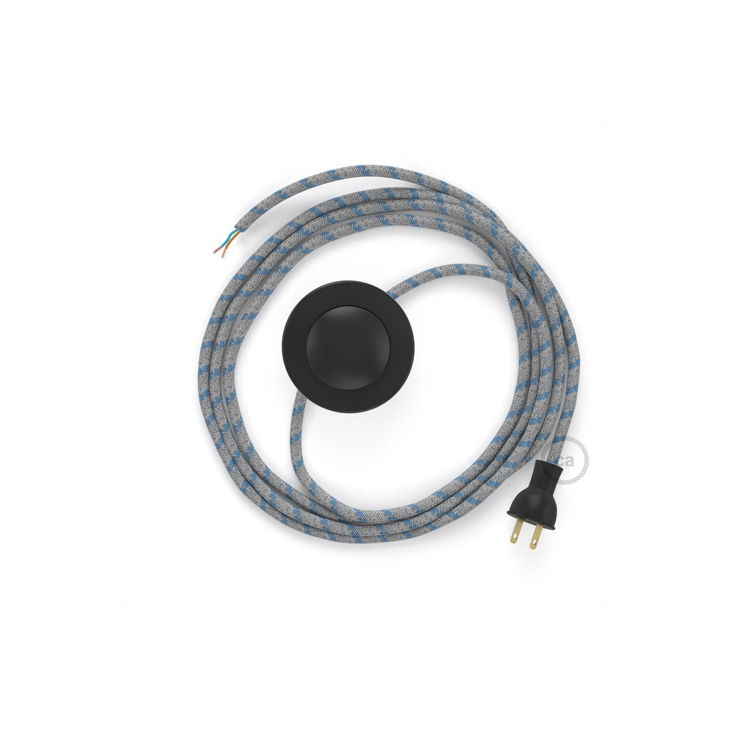 Cableado para lámpara de piso, cable RD55 Rayas Azul Steward 3 m. Elige tu el color de la clavija y del interruptor!