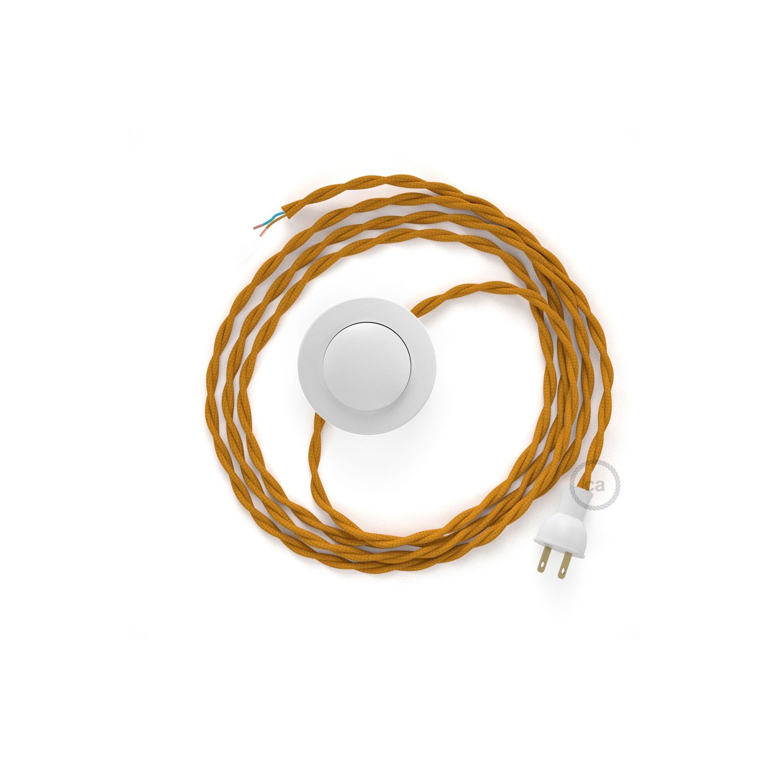 Cableado para lámpara de piso, cable TM25 Rayón Mostaza 3 m. Elige tu el color de la clavija y del interruptor!