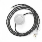 Cableado para lámpara de piso, cable TM26 Rayón Gris Oscuro 3 m. Elige tu el color de la clavija y del interruptor!