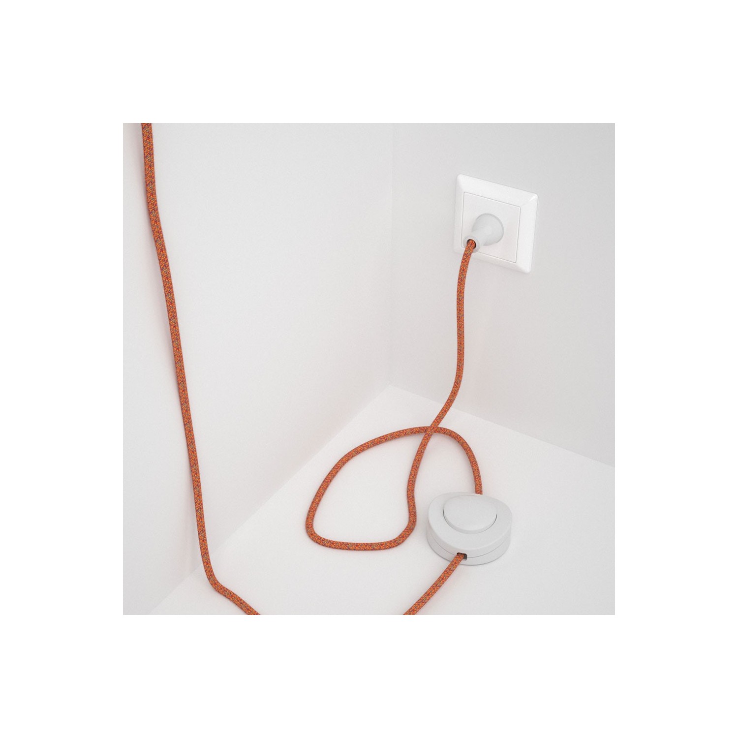 Cableado para lámpara de piso, cable RX07 Algodón Indian Summer 3 m. Elige tu el color de la clavija y del interruptor!
