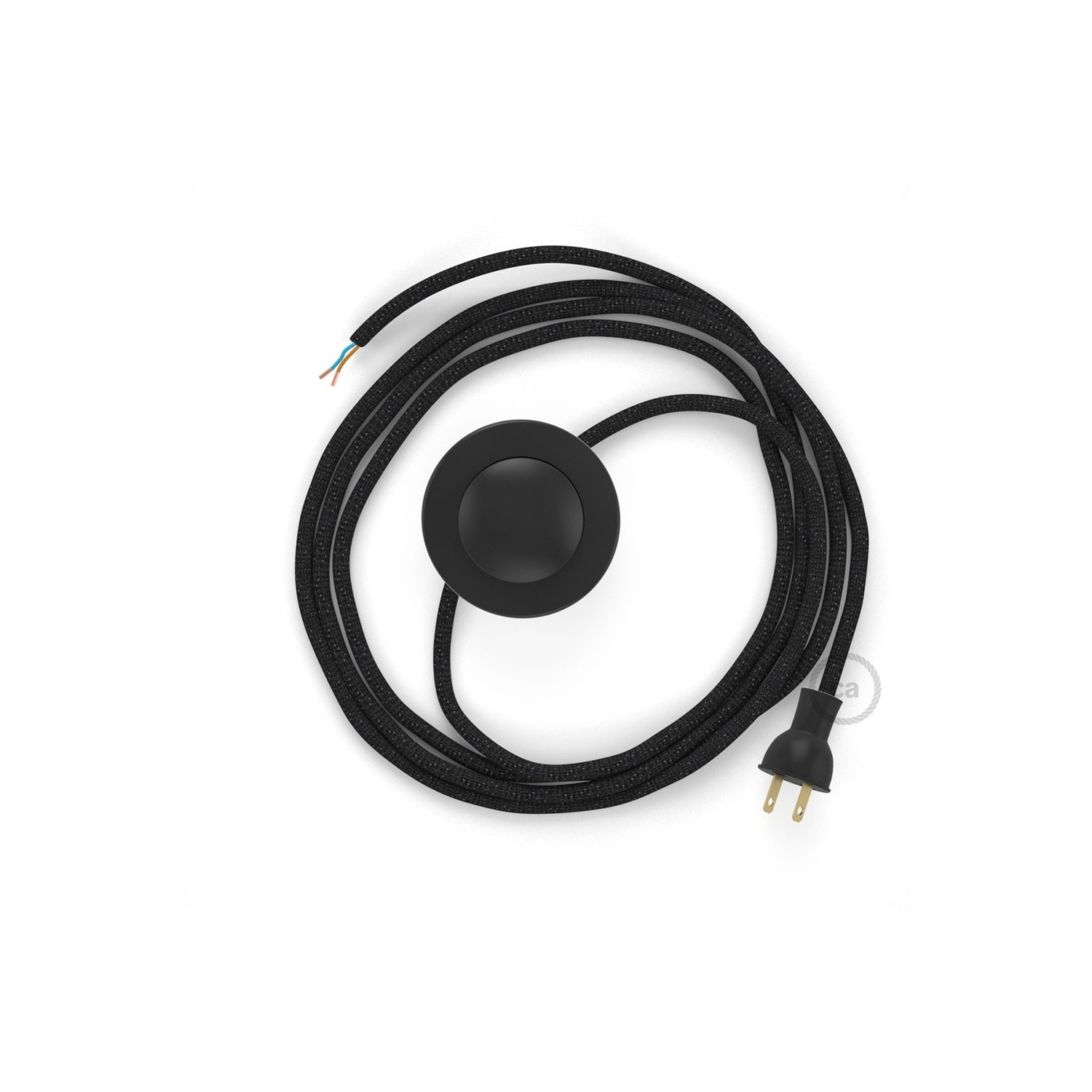 Cableado para lámpara de piso, cable RL04 Rayón Brillante Negro 3 m. Elige tu el color de la clavija y del interruptor!