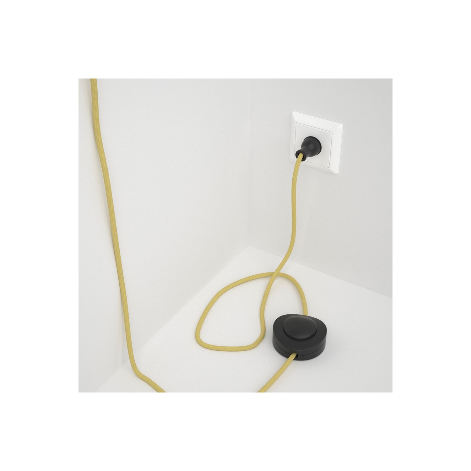 Cableado para lámpara de piso, cable RC10 Algodón Amarillo Pastel 3 m. Elige tu el color de la clavija y del interruptor!