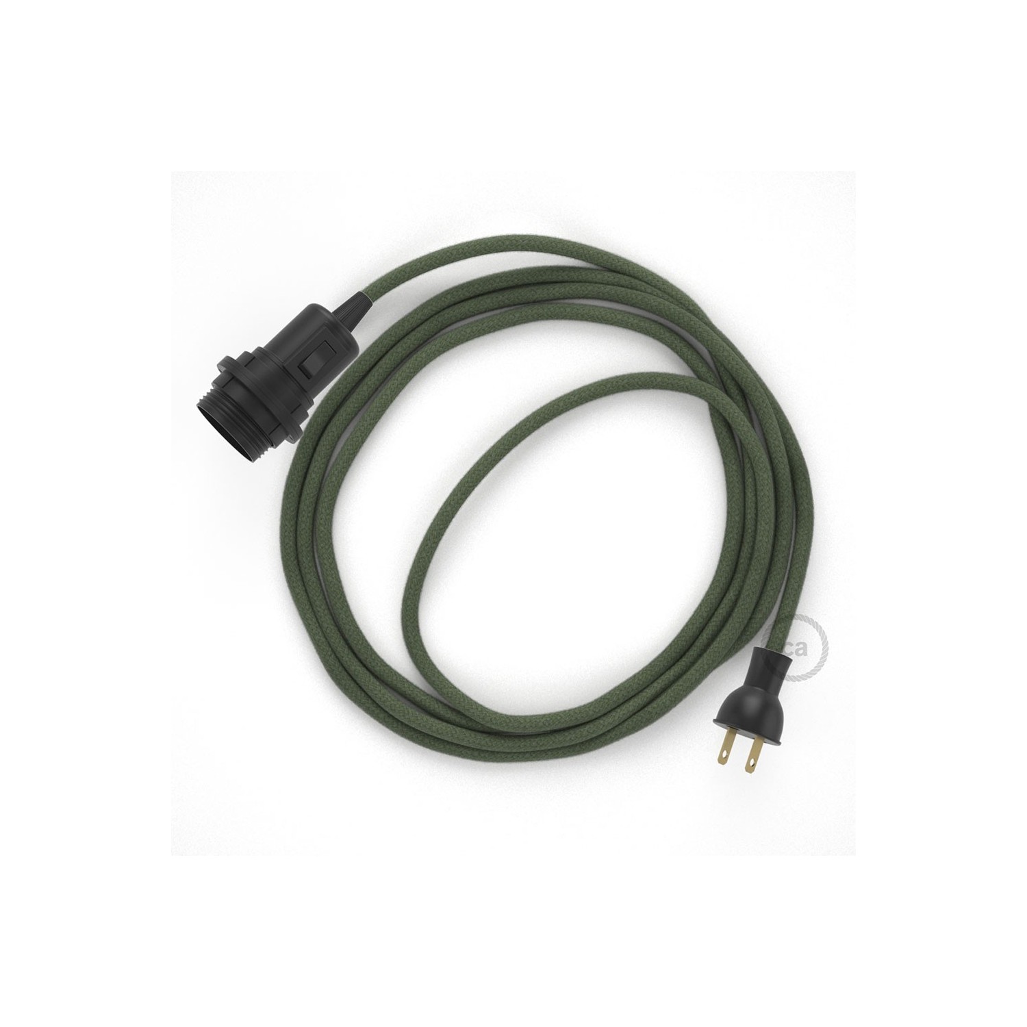 Crea tu Snake para pantalla con cable de Algodón Gris Verde RC63, socket y enchufe, y trae la luz donde tu quieras.