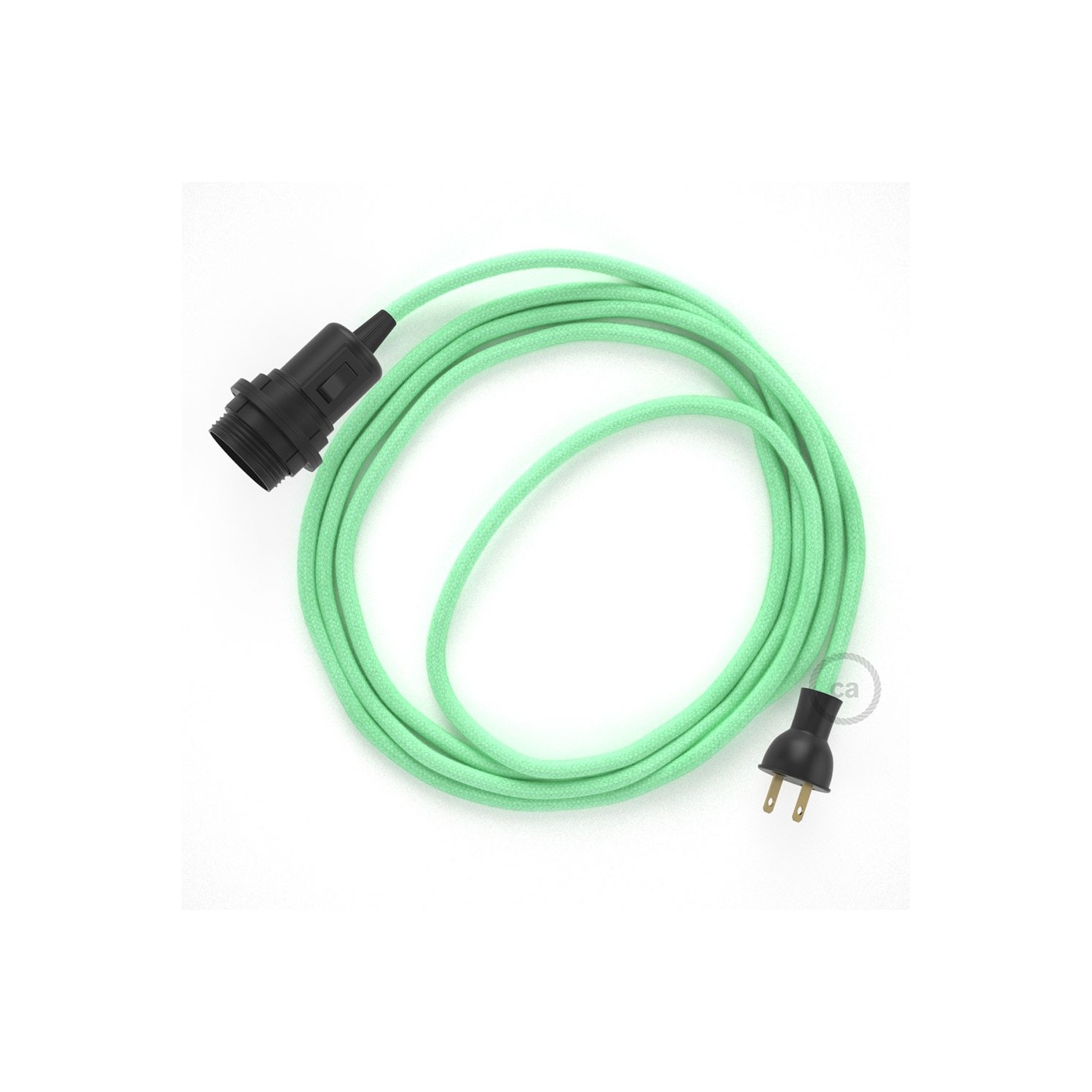 Crea tu Snake para pantalla con cable de Algodón Verde Menta RC34, socket y enchufe, y trae la luz donde tu quieras.