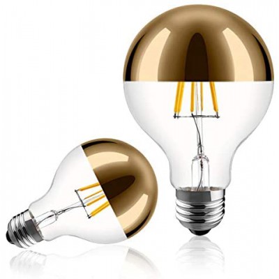 Bombilla LED Decorativa G80. Vidrio media esfera dorado 6W 2700K - Luz cálida -Dimerizable - LCO074