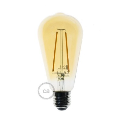Bombillo Dorado LED Edison ST64 Filamento Largo 4W Decorativo Vintage luz cálida de 2500K - LCO079
