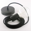 Pendel único, lámpara colgante cable textil Negro en Algodón RC04