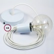 Pendel único, lámpara colgante cable textil Blanco en tejido Rayón RM01