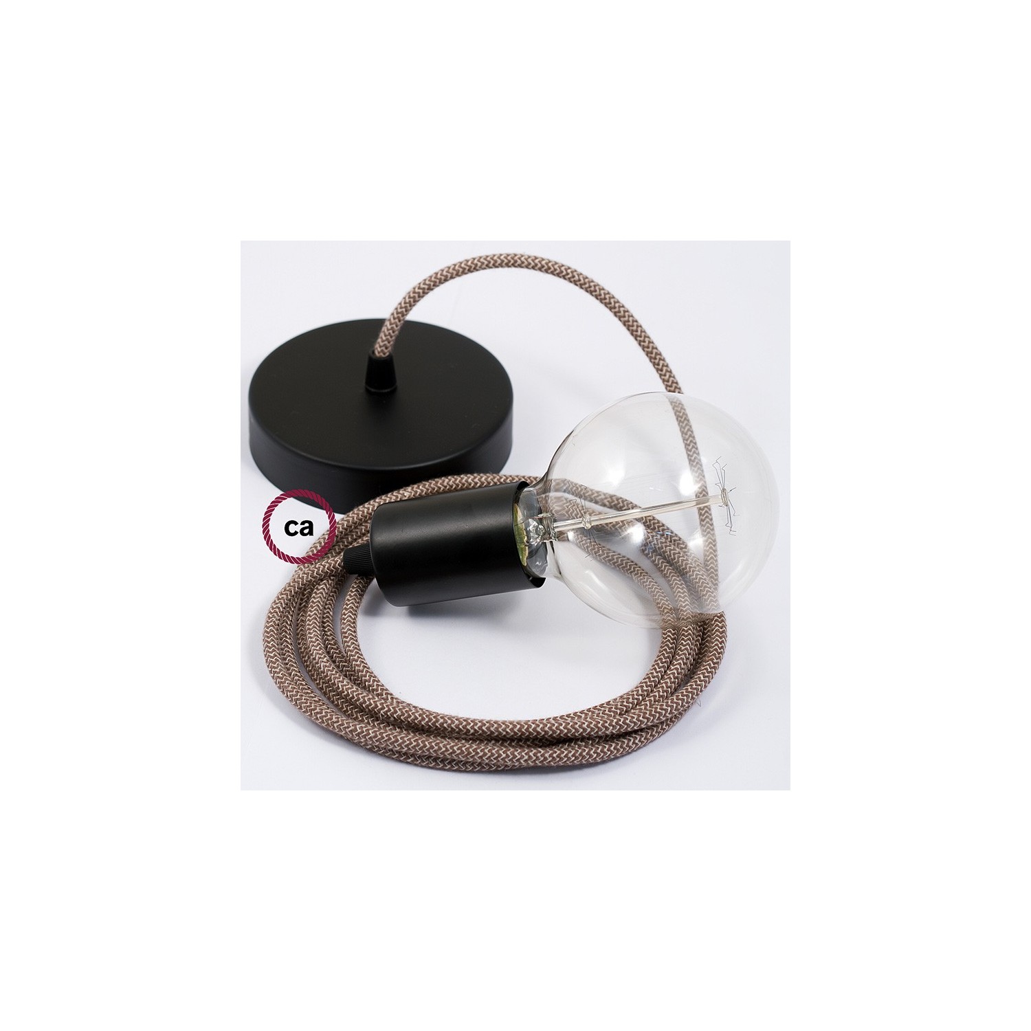 Pendel único, lámpara colgante cable textil ZigZag Corteza RD73