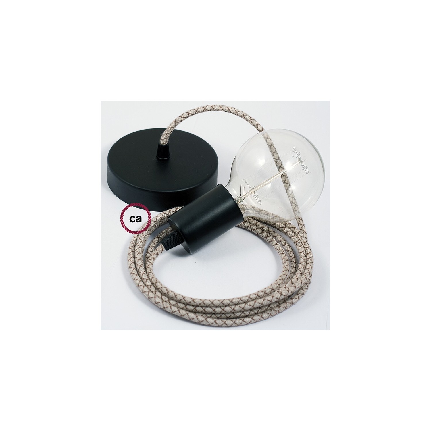 Pendel único, lámpara colgante cable textil Rombo Corteza RD63