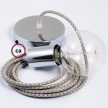 Pendel único, lámpara colgante cable textil Rombo Verde Tomillo RD62
