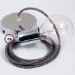 Pendel único, lámpara colgante cable textil ZigZag Antracita RD74