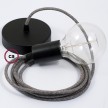 Pendel único, lámpara colgante cable textil ZigZag Antracita RD74