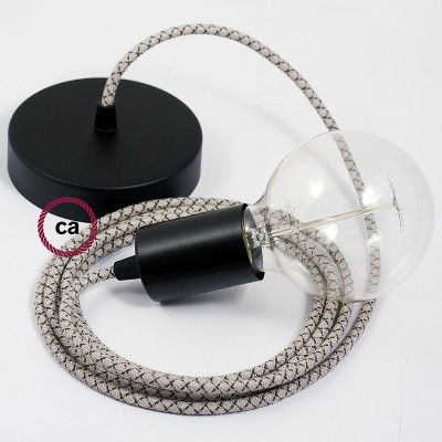 Pendel único, lámpara colgante cable textil Rombo Antracita RD64