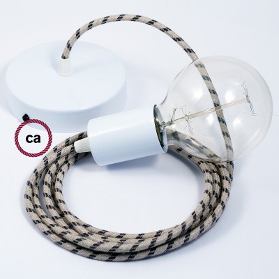 Pendel único, lámpara colgante cable textil Rayas Antracita RD54